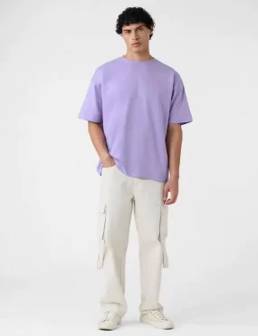 Fabriate Oversized Solid Levender T-Shirt